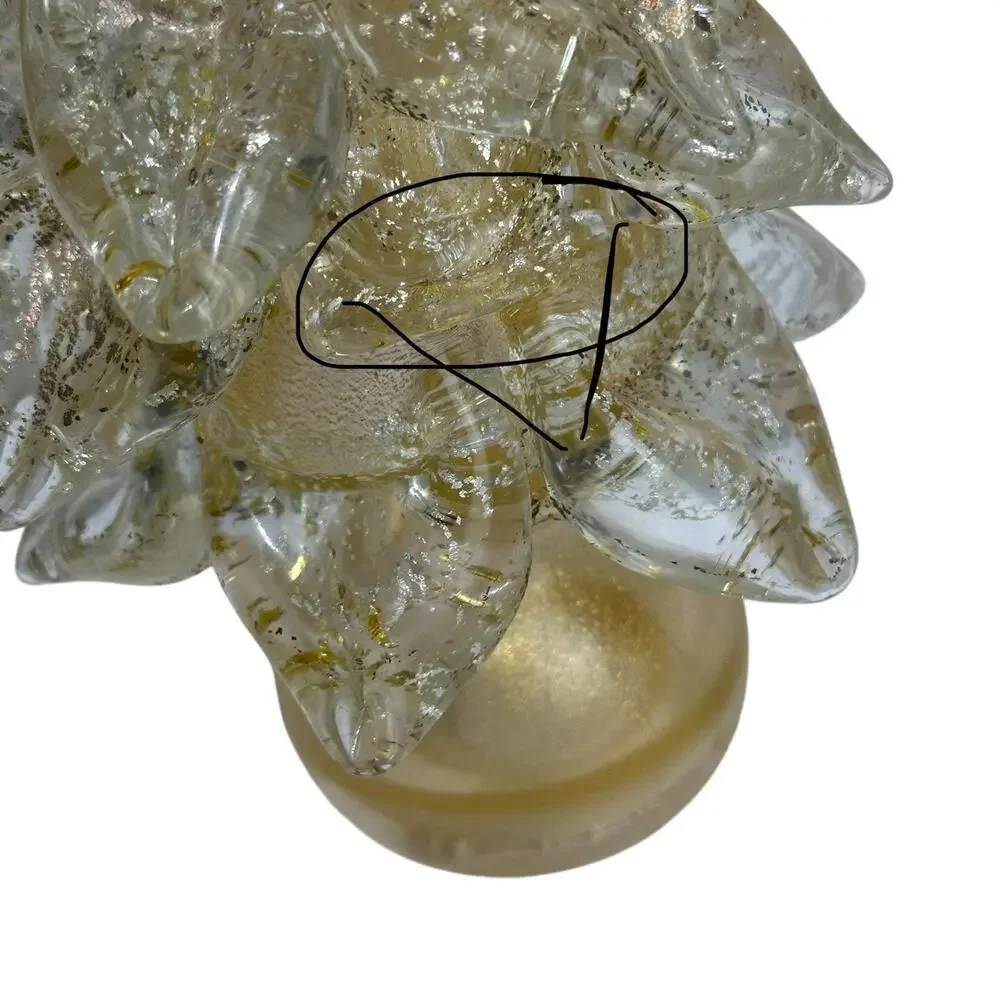 Vintage Murano Art Glass Gold Specks Christmas Tree Home Decor Sculpture 10 In.